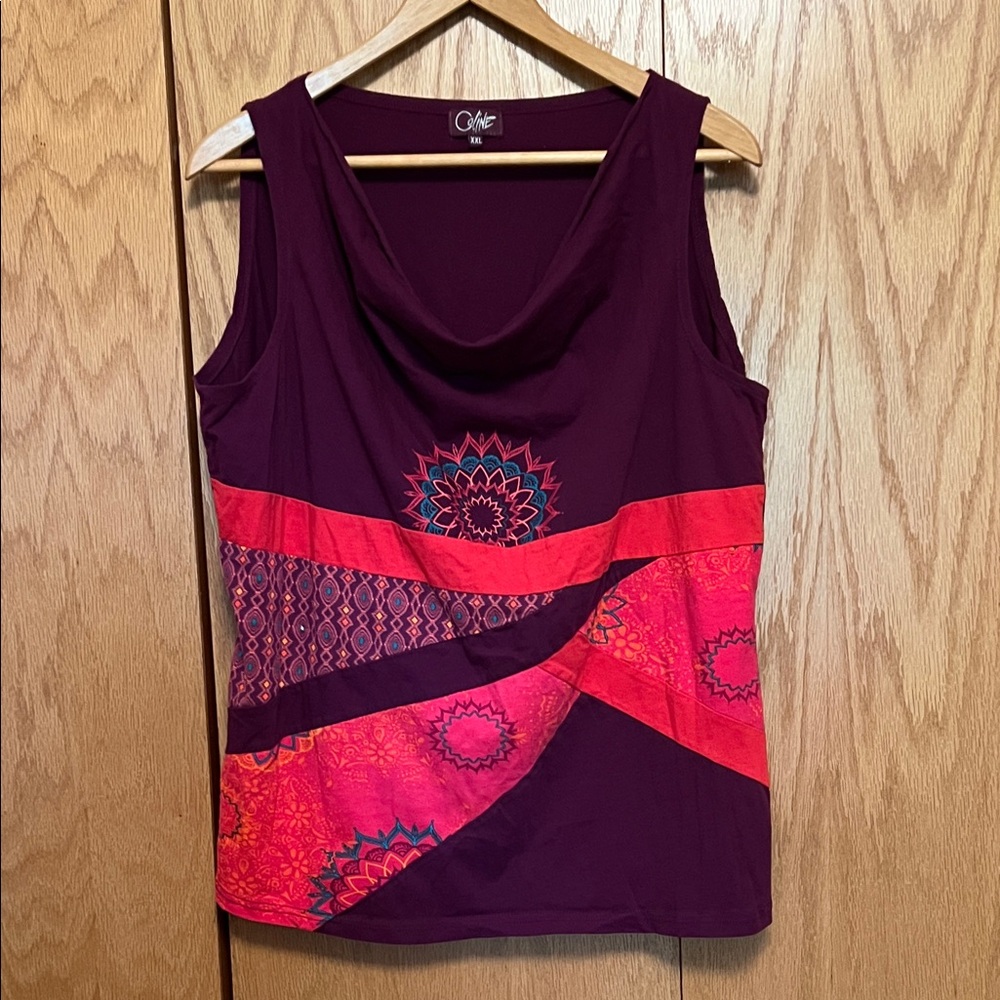 Coline Sleeveless Tank Top - Rich Purple and Vivid Pink